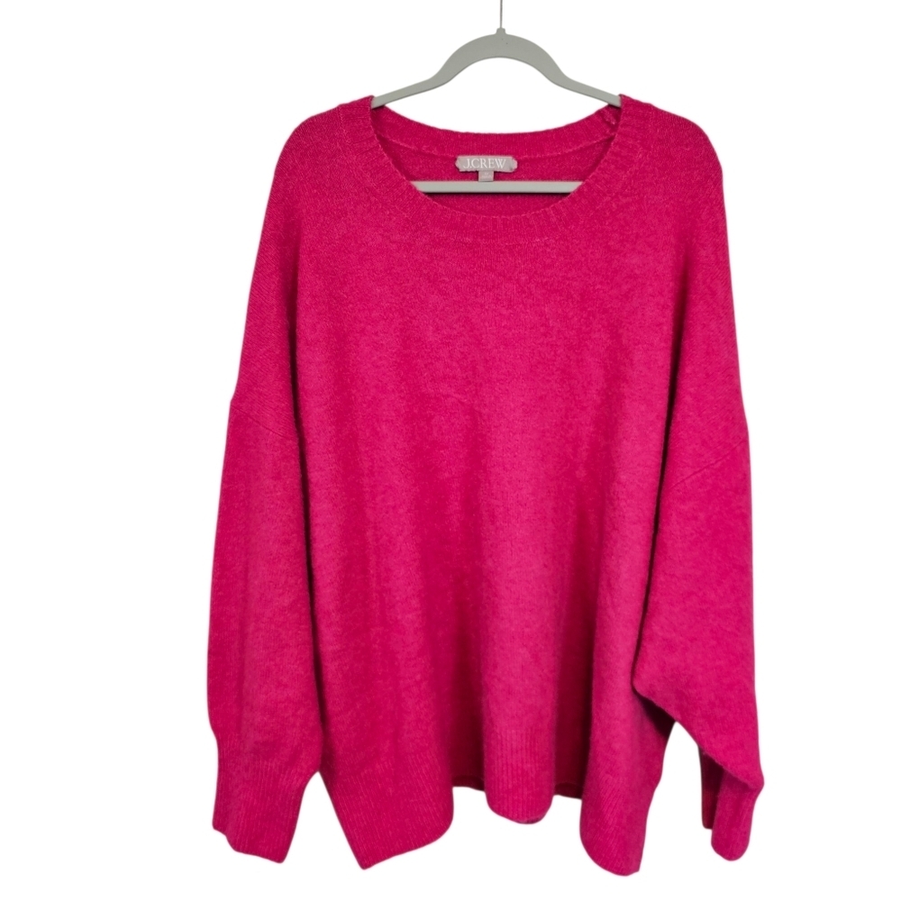 J. Crew Hot Pink BarbieCore Dolmen Sleeve Fuzzy Pullover Sweater Plus Size